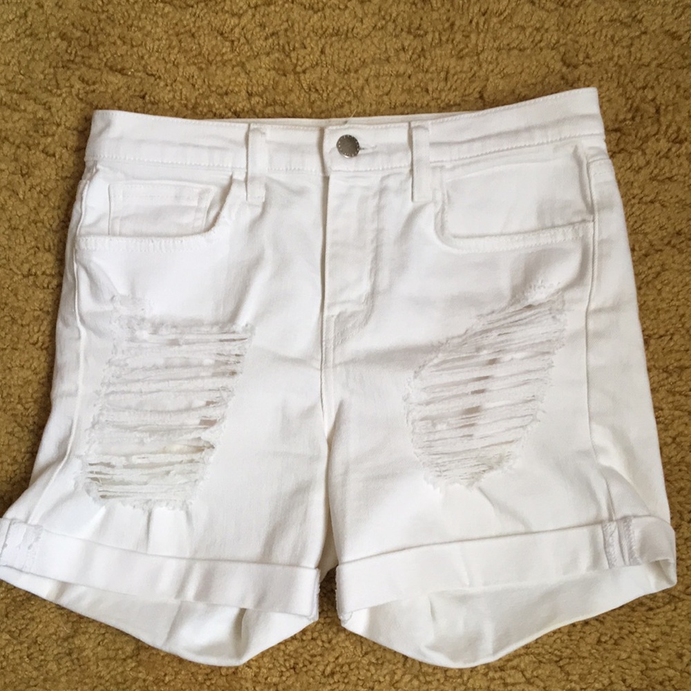L’agence Balboa Distressed Shorts $225 White - Picture 3 of 4
